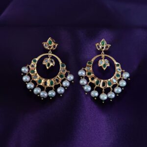 Emeralds-Polki-Diamond-South-Sea-Pearl-Jhumkas-9k-Sha-Jewellers