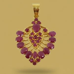 Sha Jewellers 22k Gold Ruby Pendant with Natural Ruby Center Stone | Traditional Gold Jewelry