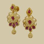 Sha Jewellers 22k Gold Ruby Drop Earrings | Traditional Hanging Ruby Jewelry with Premium Gemstones