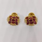 Sha Jewellers Premium Handcrafted Ruby-Studded 22k Gold Ear Tops | Timeless Traditional Jewelry