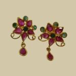 Sha Jewellers 22k Gold Ruby and Emerald Ear Tops | Traditional Gemstone Stud Earrings