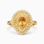Sha Jewellers 22k Gold Topaz Ring with Uncut Polki Diamonds | Serene Gemstone Statement Jewelry