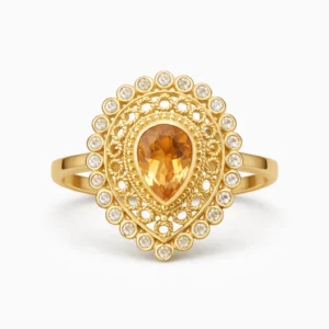 Sha Jewellers 22k Gold Topaz Ring with Uncut Polki Diamonds | Serene Gemstone Statement Jewelry