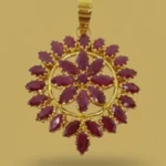 Sha Jewellers 22k Gold Floral Ruby Pendant with Rich Vibrant Rubies | Ruby Flower Design Jewelry