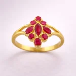 Sha Jewellers 22k Gold Ruby Crown Statement Ring with dimensional halo of premium rubies | Bold Statement Jewelry