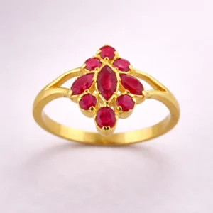 Sha Jewellers 22k Gold Ruby Crown Statement Ring with dimensional halo of premium rubies | Bold Statement Jewelry