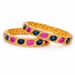 Sha Jewellers 916 Studded 22k Gold Jewellery with rubies and blue sapphires
