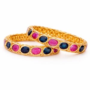 Sha Jewellers 916 Studded 22k Gold Jewellery with rubies and blue sapphires