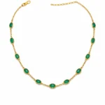 Sha Jewellers Handmade 22k Gold Emerald Chain with bold natural gemstones | Lush Green Emerald Necklace