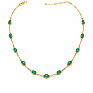 Sha Jewellers Handmade 22k Gold Emerald Chain with bold natural gemstones | Lush Green Emerald Necklace