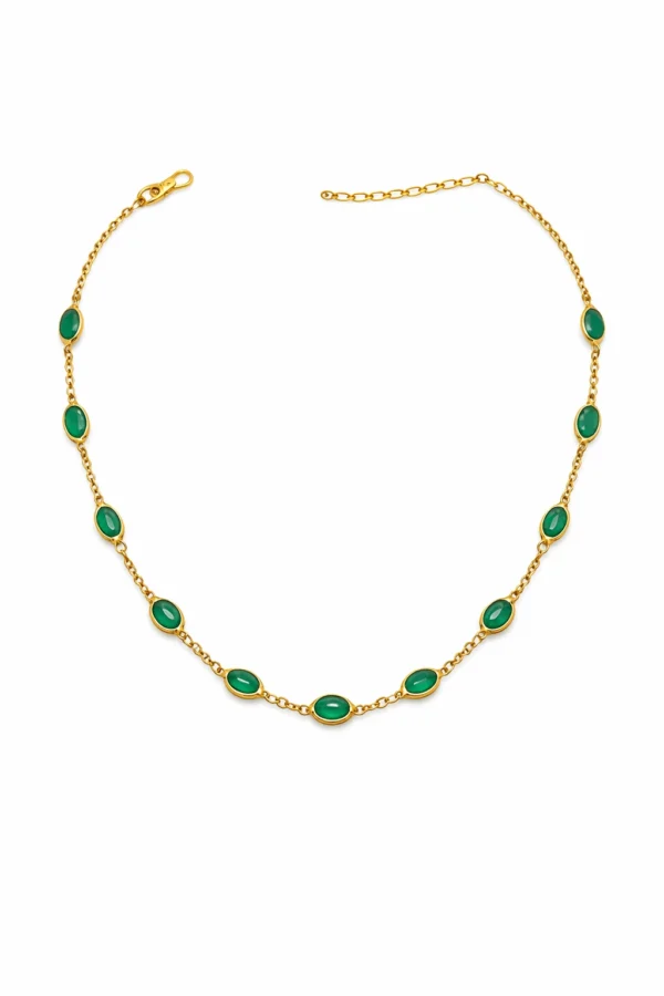 Sha Jewellers Handmade 22k Gold Emerald Chain with bold natural gemstones | Lush Green Emerald Necklace