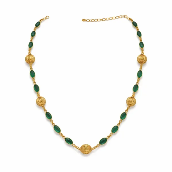 Sha Jewellers Handmade 22k Gold Emerald Ring with large handcrafted gold bead accents | Textured Statement Jewelry