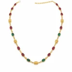 Sha Jewellers Handmade 22k Gold Emerald and Ruby Chain with golden stars between each gemstone set | Celestial Design Necklace