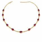 Sha Jewellers Handmade 22k Gold Pear Shape Ruby Chain with bold natural gemstones | Teardrop Ruby Necklace