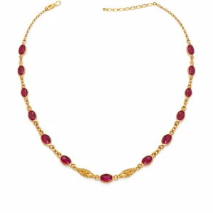 Sha Jewellers Handmade 22k Gold Ruby Chain with natural gemstones | Delicate Daily Wear Necklace