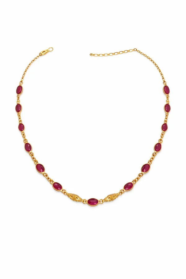 Sha Jewellers Handmade 22k Gold Ruby Chain with natural gemstones | Delicate Daily Wear Necklace