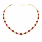 Sha Jewellers Handmade 22k Gold Bold Ruby Chain with substantial natural gemstones | Statement Ruby Necklace