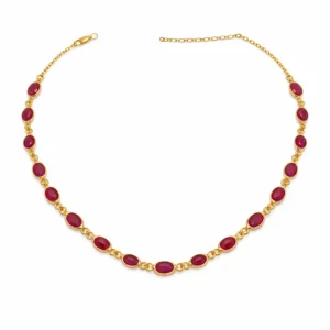 Sha Jewellers Handmade 22k Gold Bold Ruby Chain with substantial natural gemstones | Statement Ruby Necklace