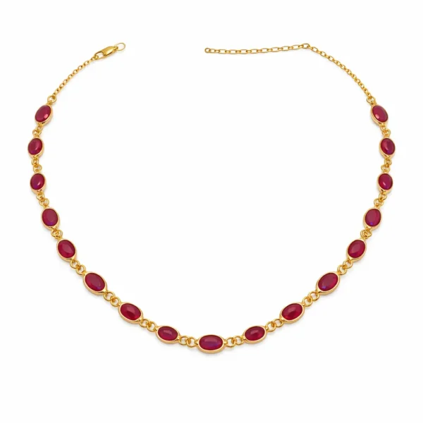 Sha Jewellers Handmade 22k Gold Bold Ruby Chain with substantial natural gemstones | Statement Ruby Necklace