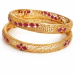 Sha Jewellers Heritage 22k Gold Ruby Bangles Set of 2 | Traditional Indian Ruby Bangles with Natural Gemstones
