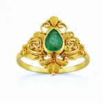 Sha Jewellers 22k Gold Ring with Large Pear-Shaped Emerald | Teardrop Cut Statement Jewelry