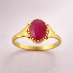 Sha Jewellers 22k Gold Ring with Large Round Ruby | Premium Ruby Solitaire Statement Jewelry