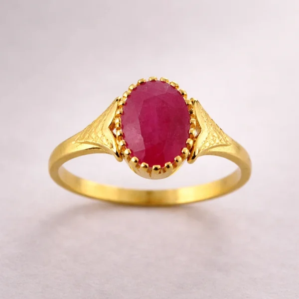 Sha Jewellers 22k Gold Ring with Large Round Ruby | Premium Ruby Solitaire Statement Jewelry