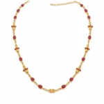 Sha Jewellers Handmade 22k Gold Oval Ruby Chain with large rubies alternating with clusters of three tiny rubies | Rhythmic Series Design Necklace