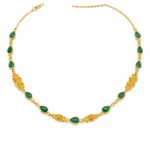 Sha Jewellers Handmade 22k Gold Pear Shape Emerald Chain with bold natural gemstones | Teardrop Emerald Necklace