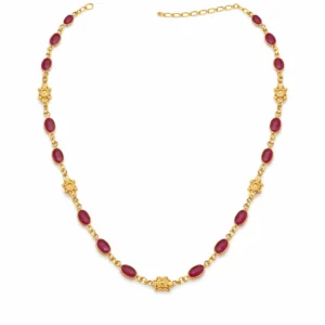 Sha Jewellers Handmade 22k Gold Ruby Chain with golden stars between each ruby | Celestial Design Necklace