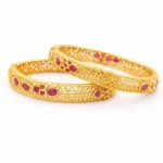 Sha Jewellers 916 Studded 22k Gold Ruby Bangle with vibrant red gemstones