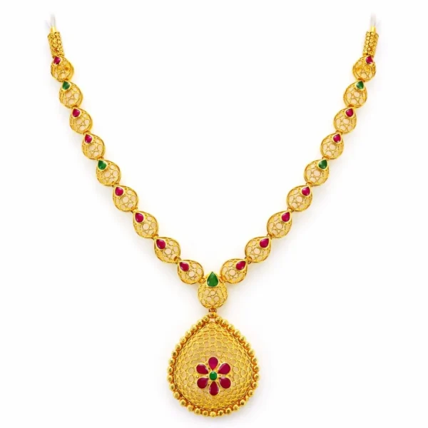 Shah Jewellers 22k Gold Royal Collection featuring sunburst motifs, floral botanical designs, symbolic silhouettes, and detailed bead and teardrop borders