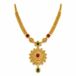 Shah Jewellers 22k Gold-Plated Sunburst Pendant Necklace with ruby red and emerald green accents