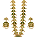 Antique finish emerald green Polki Kundan long jewellery set costume jewellery – Sha Jewellers